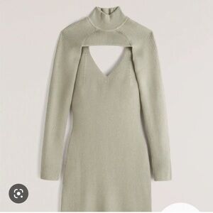 Sage Green Mini Sweater Dress and Mockneck Shrug Set